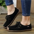 thumbnail image 3 of Vintage Penny Loafers Casual Shoes for Women Comfort Protective Toe Suede Lace up Walking Flats Wide Feet Boat Loafers, 3 of 5
