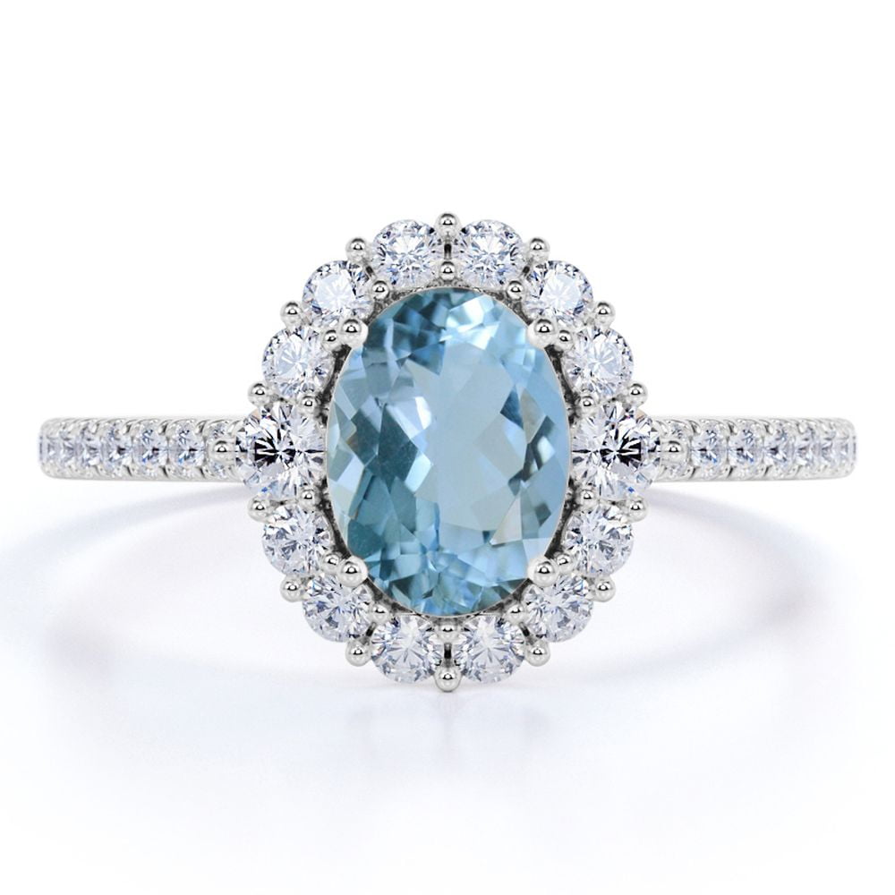 Aquamarine 10K white Gold Filled Engagement Ring Gift Men's Size 8 Blue 