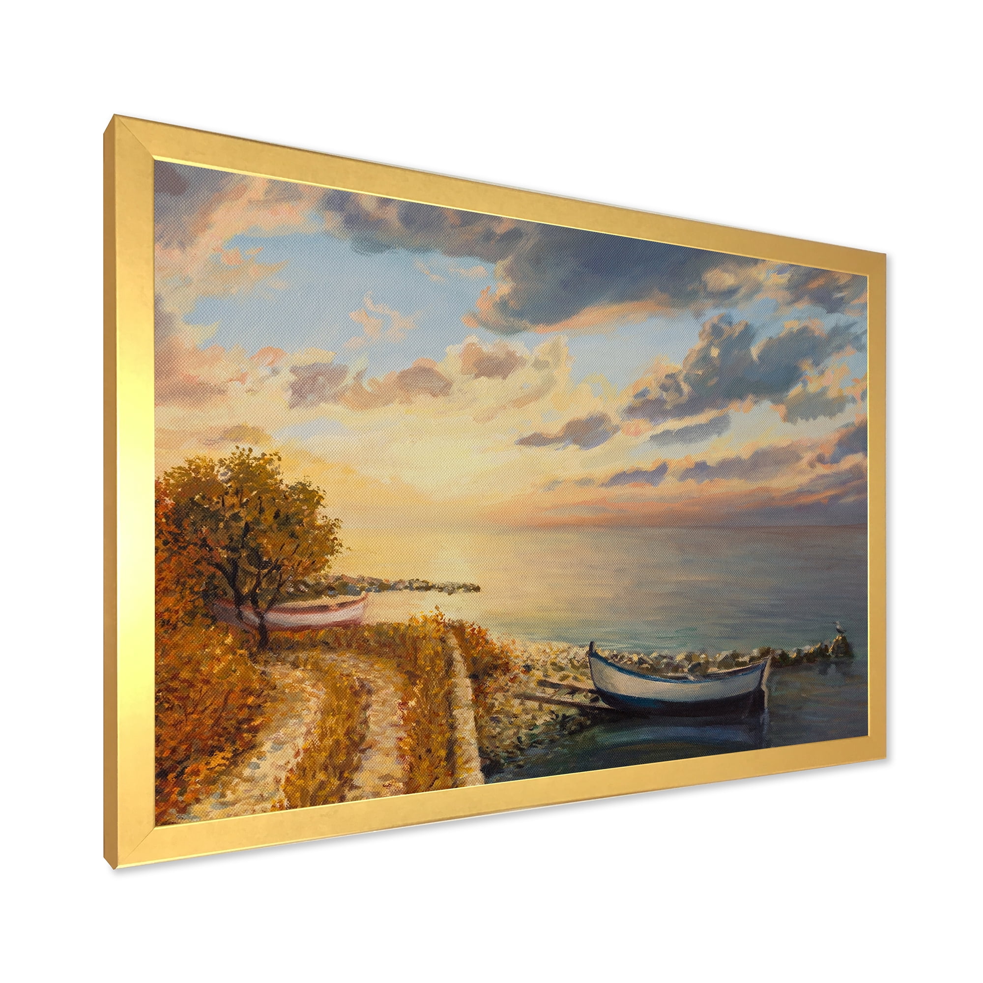 Designart 'Romantic Morning By The Sea' Nautical & Coastal Framed Art Print