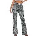 thumbnail image 3 of Oplxuo Flare Leggings for Women Vintage Ethnic Bell Bottom Stretch High Waisted Lounge Yoga Pants, 3 of 7