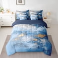 thumbnail image 2 of Feelyou Watercolor Abstract Ombre Bedding Comforter Set 7 Pieces, Art Oil Printing Full Bedding Set, Teens Adult Women Men Reversible Fitted Sheet Flat Sheet, Ultra Soft Bedroom Decor, 2 of 8