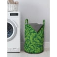 thumbnail image 3 of Exotic Laundry Bag, Clutter of Banana Leaves Paradise Plantation Foliage Scene, Hamper Basket with Handles Drawstring Closure for Laundromats, 13" x 19", Fern Green Hunter Green, by Ambesonne, 3 of 4
