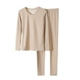 thumbnail image 2 of Gyexs Long Johns for Women Thermal - Long Johns for Women Thermal Bottoms, Stretchable Long Sleeve Shirts Loungewear Sets, Beige, Size L, 2 of 7