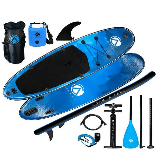 Inflatable Stand Up Paddle Board Non Slip SUP W Backpack, 3 Fins, Paddle, Pump (10 ft. x 33 in. x 6.2 in.) 17 lbs. Blue