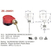 Zing Ear ZE-268S1 3-Speed Rotary Fan 4 Wire Replacement Speed Control Ceiling Fan Switch Pull Chain Switch Silver Finish