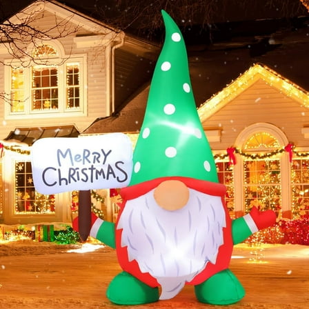 GOOSH Christmas Inflatables 6 FT Inflatable Christmas Gnome with Built-in LED Lights, Outside Blow Up Gnome Christmas Gnome Inflatables, Outdoor Christmas Decorations Clearance for Xmas Holiday Party