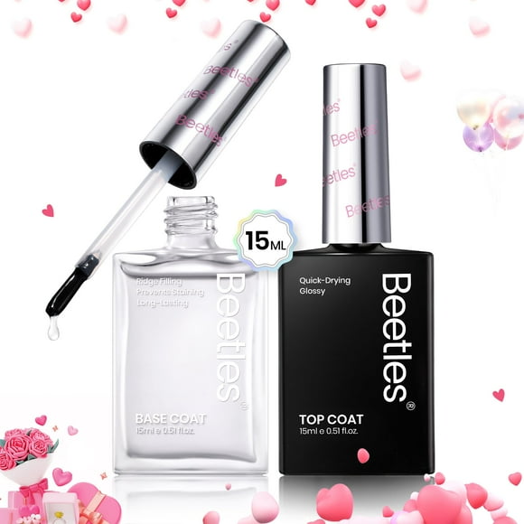 Set de esmalte de uñas Beetles Top Coat y base Coat 15 ml x2
