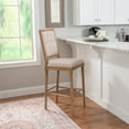 thumbnail image 2 of Linon Avalon Full Back Wood Bar Stool, 30.5" Seat Height, Rustic Brown Finish with Light Natural Linen Fabric, 2 of 7