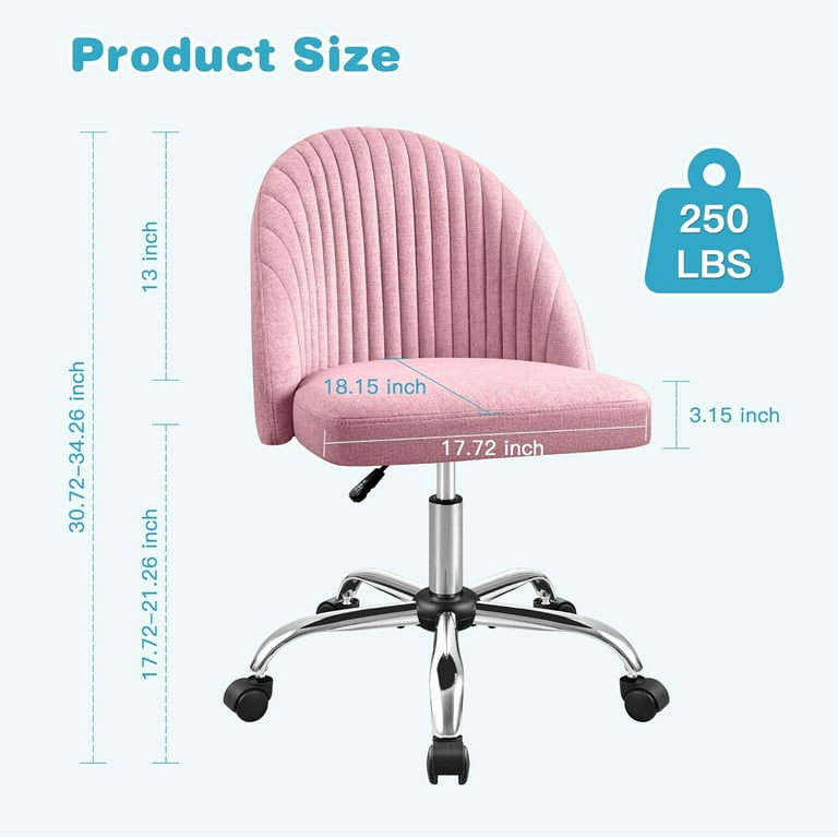 Furniwell Office Chair Armless Cute Desk Chair Modern Adjustable Swivel Padded Fabric Vanity Task Computer Chair Home Office Desk Chairs with Wheels Walmart