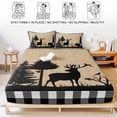 thumbnail image 5 of Twin Sze Fitted Sheet Set - Christmas Elk 2 Piece Bedding Sets 16" Deep Pocket Fitted Sheet with 1 Pillowcase, Xmas Tree White Black Buffalo Plaid Brushed Microfiber Hotel Luxury Bed Sheets, 5 of 9