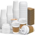 thumbnail image 1 of Tazas de café Ginkgo, 100 unidades, 350 ml, a prueba de fugas, con tapas y fundas, 1 of 6