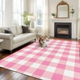 thumbnail image 3 of 5x8 Area Rugs for Living Room, Pink Buffalo Check Non Slip Area Rugs for Kitchen Bedroom Entryway, Valentine's Day Modern Rustic Plaid Washable Carpet Runner Rug Floor Mats for Bedroom Home Decor, 3 of 9