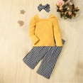 thumbnail image 2 of Odeerbi 18M-8Y Toddler Girls Cotton Outfits Long Sleeve Tops Striped Wide Leg Pants Two-piece Set Casual Loungewear Toddler Girls Clothes, 2 of 9