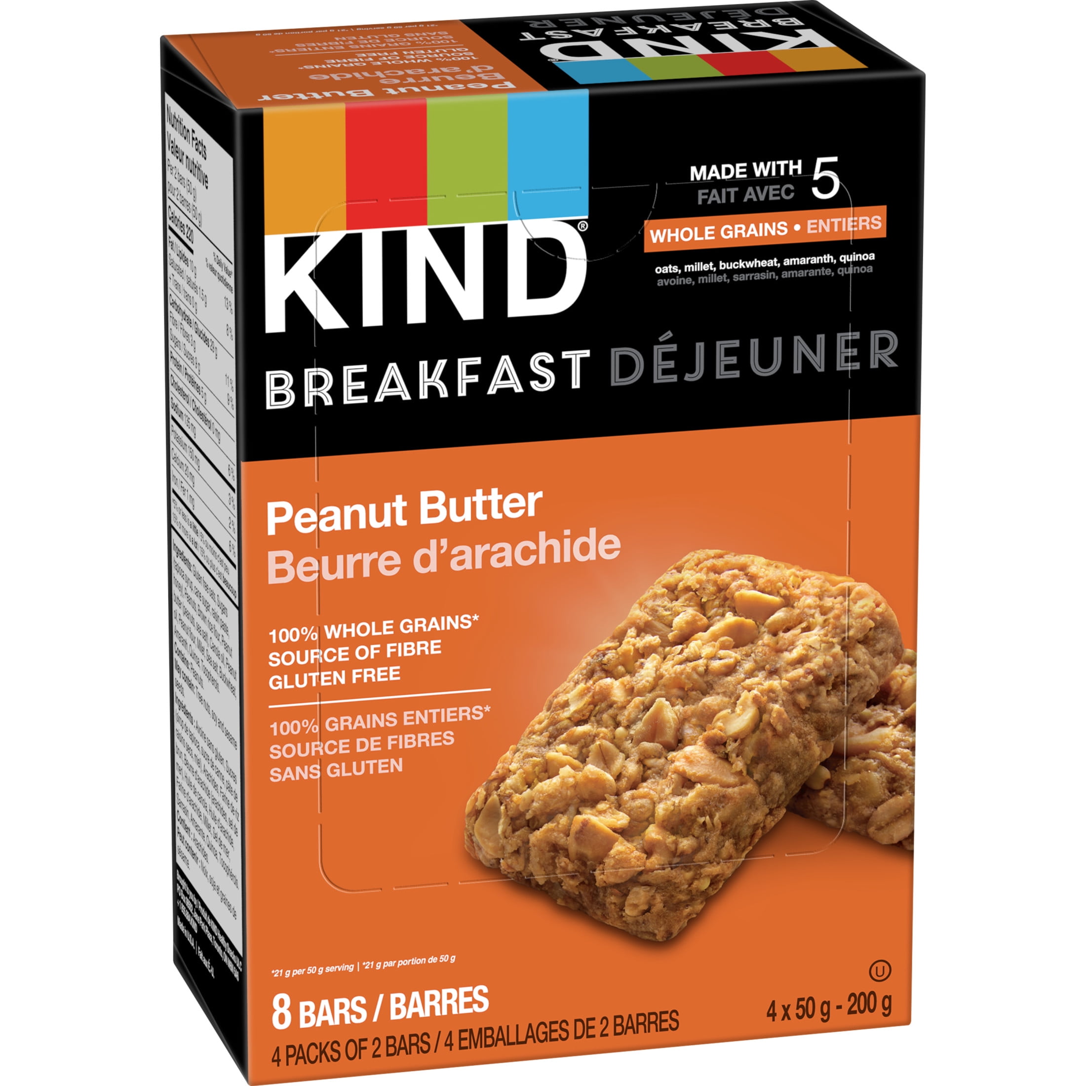 KIND Breakfast Bars, Peanut Butter, (50g), Box of 8 Bars