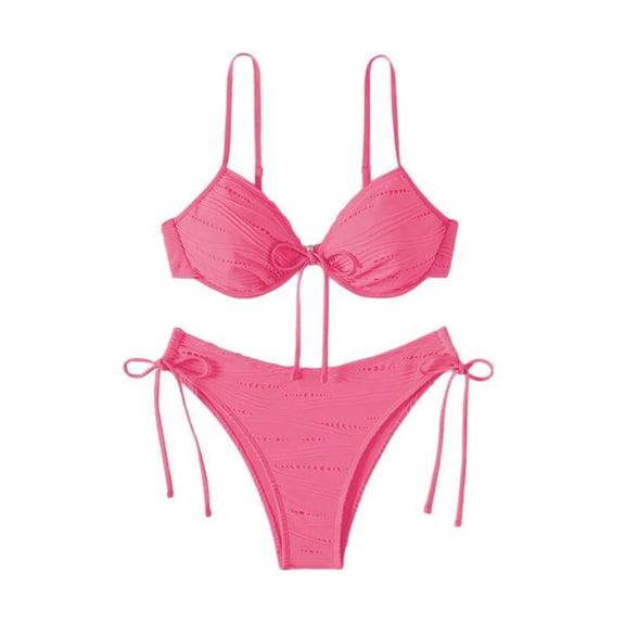 Zpanxa Two Piece Swimsuit for Women Solid Color Adjustable Lace Up Bikini Set Comfort Fit for Beach and Hot Spring
