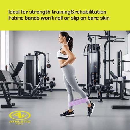ATHLETIC WORKS FABRIC EXERCISE BANDS 3 DIFFERENT RESISTANCE LEVELS WITH CARRY BAG NON-SLIP AND ELEVATE YOUR FITNESS ROUTINE
