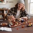 thumbnail image 6 of TERRAMUS City Street Pizza Restaurant Building Set with LED Lights, 1098PCS Italian Pizzeria Building Blocks with Retro Pizza Van Brick Oven Dining Area Street House Toys for Boys Grils Age 10+, 6 of 9