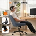 thumbnail image 6 of Linen Fabric Home Office Task Chair, Armless Vanity Chair With Wheels, Swivel Adjustable Seat Height Desk Chair with Rocking Function for Bedroom, Living Room or Study Dark Gray, 6 of 12