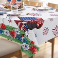 thumbnail image 5 of 4th of July Cartoon Mouse Patriotic Rectangle Tablecloth 60x120 Inch, America Flag Anemone Flower Decorative Table Cloth Dining Table Cover, American USA Firework Dinner Party Picnic Decoration, 5 of 5