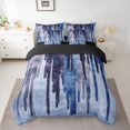 thumbnail image 2 of Manfei Retro Geometric Lines 7pcs Bedding Comforter Set,Splash Ink Aesthetic Queen Bedding Sets,Blue Striped Queen Sheet Sets For Teens,Luxury Bedroom Decor Reversible, 2 of 8