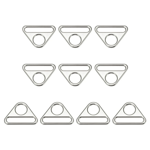 Triángulo Hebilla Ajustador, 10uds 1,5" 38mm Ajustador Triángulo con Barra Giratorio Clip D Anillo Hebilla, Plateado Tono