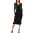 thumbnail image 2 of INSPIRE CHIC Women's Cardigan Open Front 3/4 Sleeve Sheer Floral Lace Cropped Shrug Top M Greens, 2 of 6