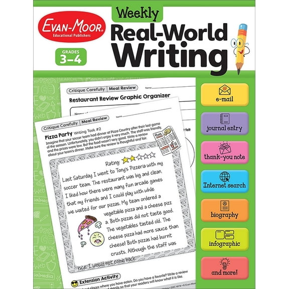 Evan-Moor Weekly Real-World Writing, Grade 3 - 4 Teacher Resource