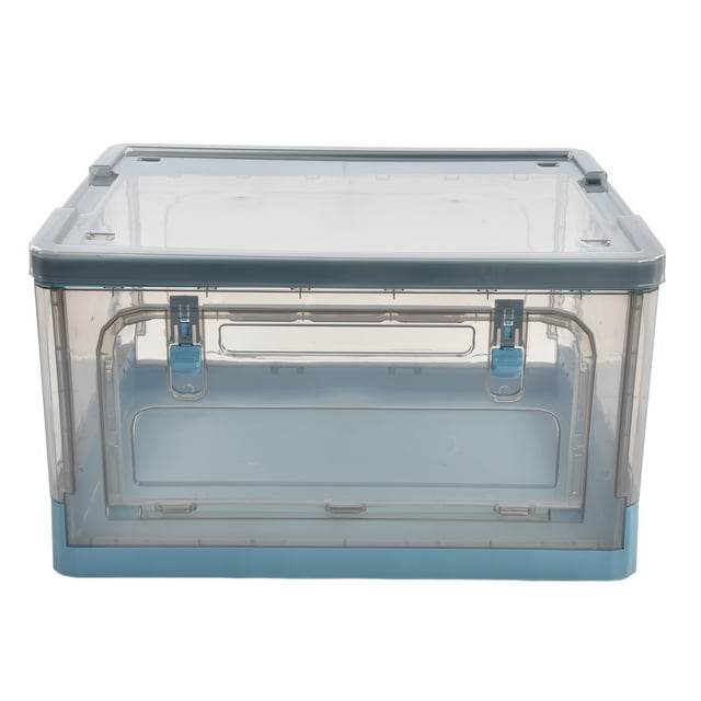 Contenedores de almacenamiento con tapa, contenedores apilables, cajas de almacenamiento plegables con puerta doble, caja de almacenamiento transparente