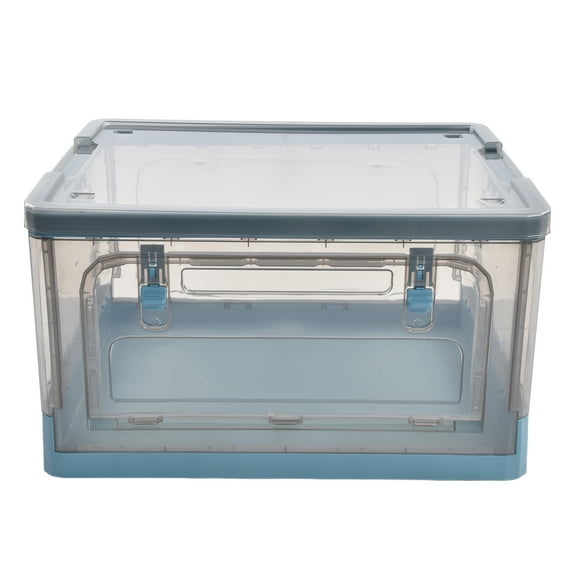 Lidded Storage Bins Stackable Containers Collapsible Storage Boxes with Double Door Transparent storage box