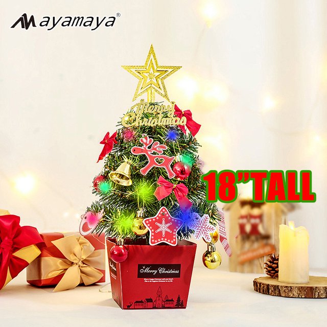 Tabletop Small Christmas Tree with Lights AYAMAYA Mini Christmas Tree with 30 LED 18inch