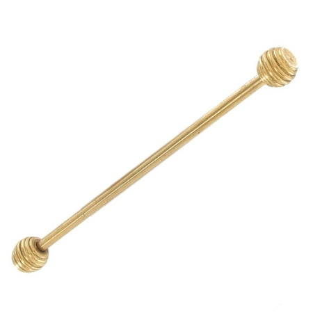 Gold Tone Fancy Ribbed Ball End Collar Pin Bar Bell 2 1/8