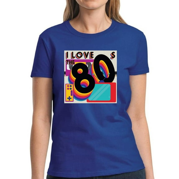 I Love the 80s Black Shirt for Women - S M L XL 2XL 3XL Retro Costume 80s Graphic Tee - T-Shirt 80s Party Tee Gift
