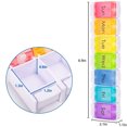 thumbnail image 3 of Pastillero de 7 días, Pastillero con 7 compartimentos, Caja de medicamentos, Fácil de abrir, Colores del arcoíris, Ormromra WL-00103, 3 of 5