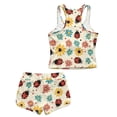 thumbnail image 2 of Xoenoiee Ladybug Daisy Polka Dot Print Modest Coverage Girls Tankini Swimsuits Two Piece Bathing Suits Round Neck Sleeveless Tank Top with Board Shorts, Size 12-13 Years, 2 of 7