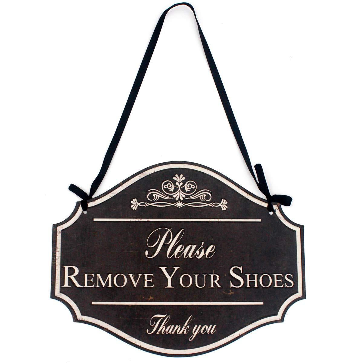 Black/Gold Small All Quality Standard PLEASE REMOVE SHOES Wall Door Sign 