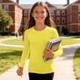 thumbnail image 4 of ZyeKqe Boys Girls Long Sleeve Tops Casual Crewneck Lightweight Stretch Fitness Running Workout Tee Shirts for Kids(13-14Years,Yellow), 4 of 8