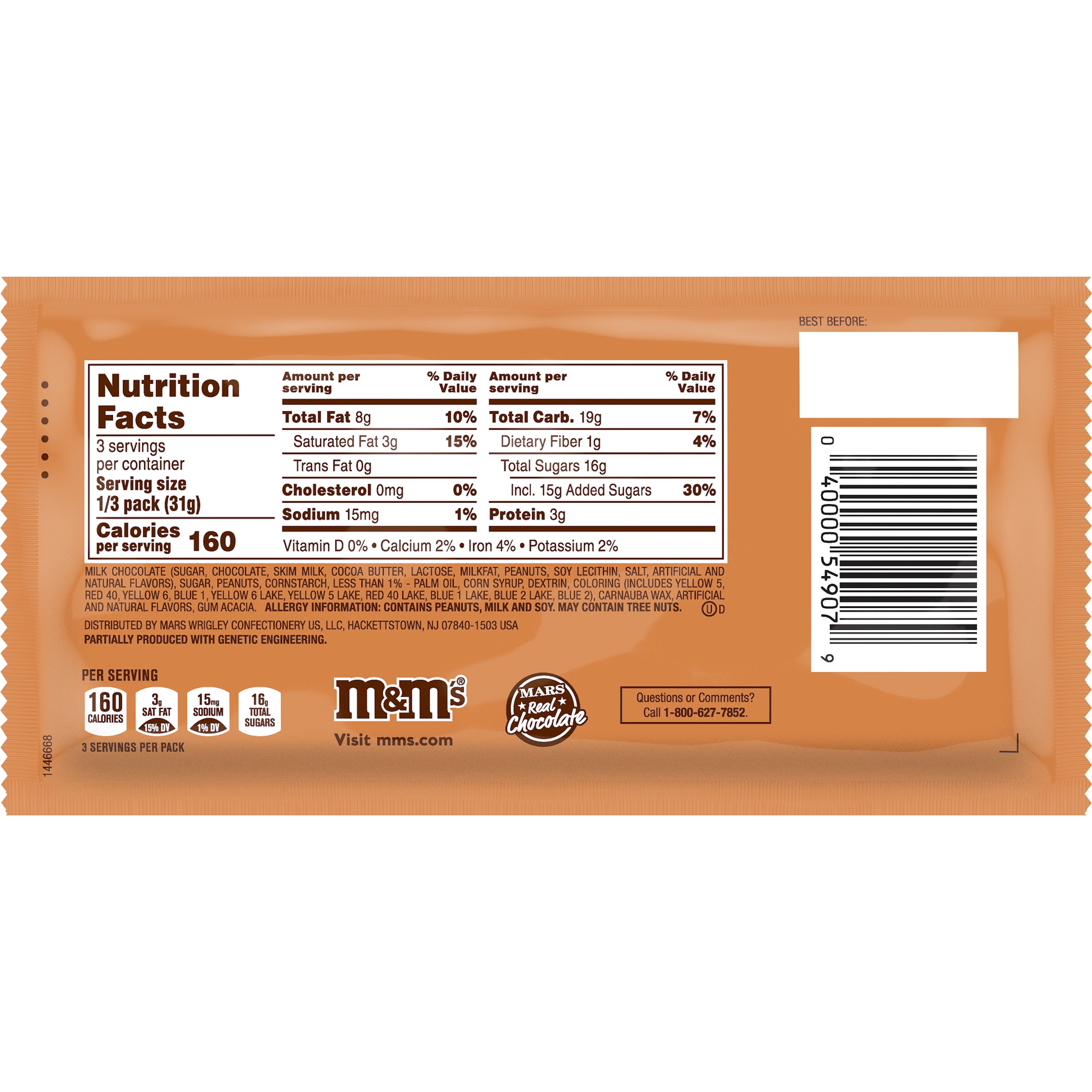 M&M'S English Toffee Peanut Chocolate Candy, 3.27 Oz