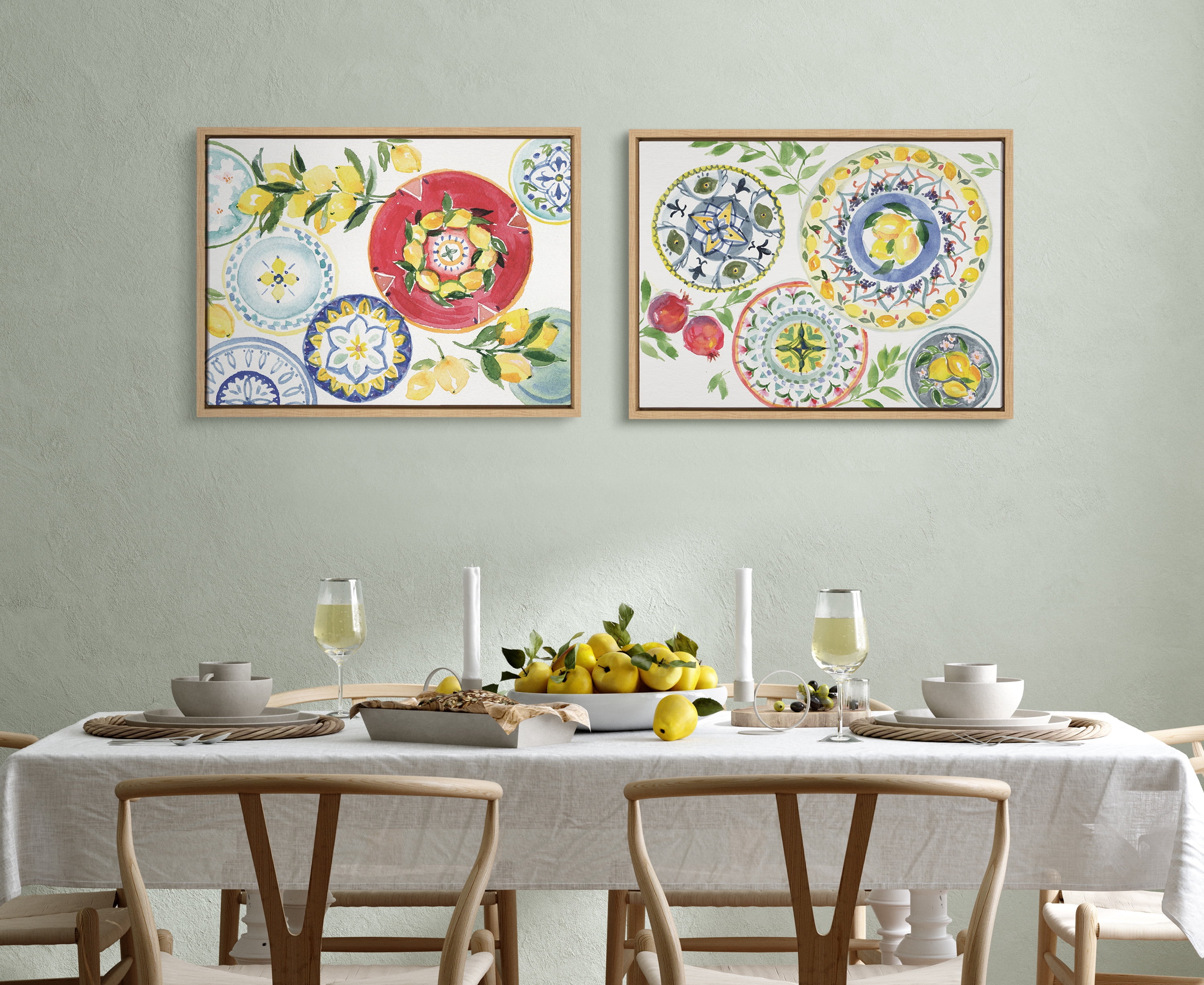 Kate and Laurel Cuisines Framed Canvas Art Print, 18" x 24", Set of 2, by Patricia Shaw