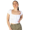 thumbnail image 2 of Ragstock White Square Neck Button Front Crop Tee, 2 of 4