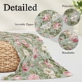 thumbnail image 3 of White Pink Flower Throw Pillow Covers, Shabby Chic Spring Vintage Leaf Green Soft Breathable Pillow Cases with Invisible Zipper, King Size Pillowcases for Couch Bed Sofa Chair 20x36 Inches, 3 of 9