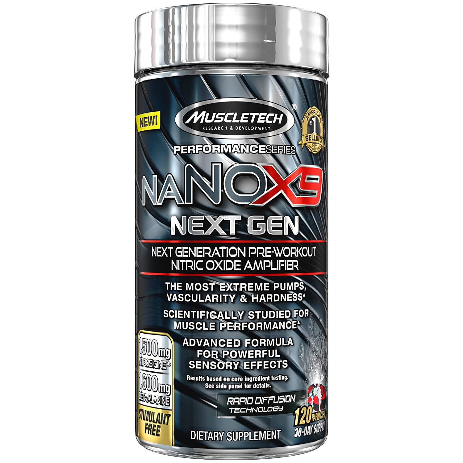 Nanox9 Pre Workout Amplifier Boosts Nitric Oxide For Extreme Muscle Pumps Enhanced Blood Flow Nutrient Delivery 120 Pills Nanox9 Is By Muscletech Walmart Com
