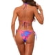 thumbnail image 3 of Conjuntos de bikini triangular floral para mujer INSPIRE CHIC, 3 piezas, traje de baño con cubierta de manga larga, vestido de malla, azul y naranja, tamaño mediano, 3 of 5