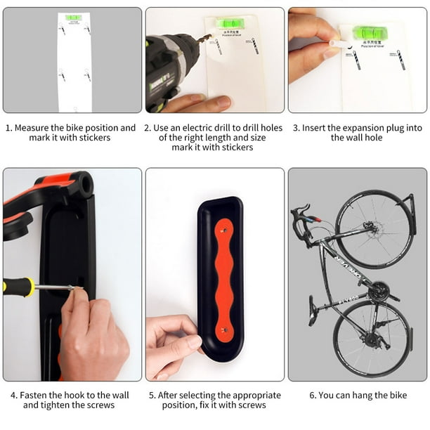 Soporte de pared para bicicleta - Percha de almacenamiento vertical para bicicletas para garaje (negro rojo)