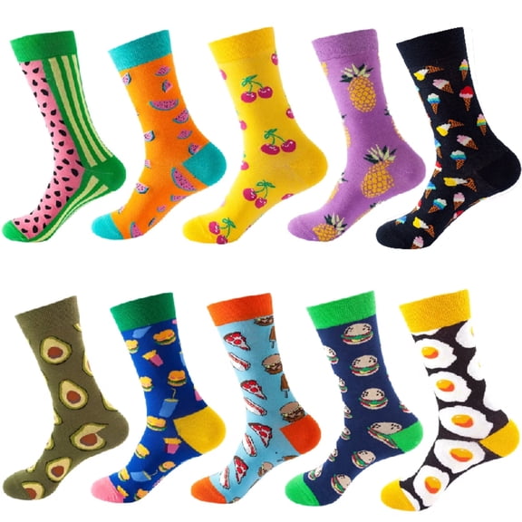 10 Pairs Funny Fruit Socks,Cotton Breathable Stretchy,for Men Women Sports