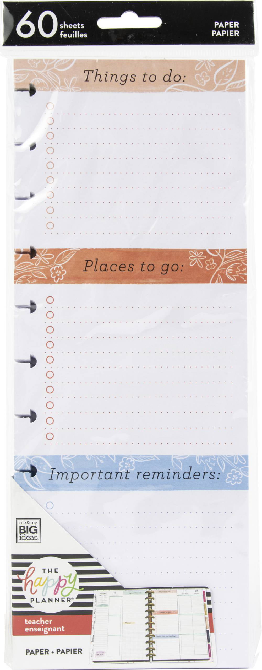 Details about   Happy Planner Big Daily Tasks Half Sheet Filler Paper Soft Watercolor 60 Sheets 