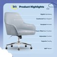 thumbnail image 3 of Serta Chloe Modern Office Chair Pleated Mid-Back Chrome Metal Base Blue Velvet, 3 of 11