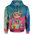 thumbnail image 2 of Sudadera con capucha de otoño para hombre, holgada, informal, con estampado gráfico de DJ Cat y conejo mecánico, sudadera con capucha, ropa urbana Harajuku, 2 of 4