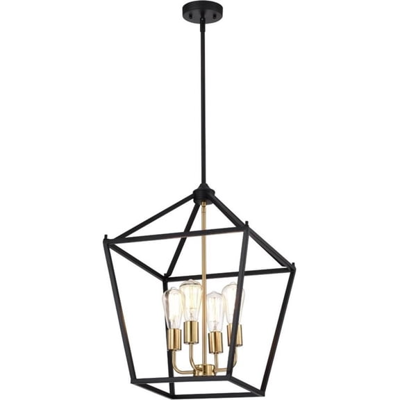 CHLOE Ironclad Industrial 4 Light Black Inverted Pendant Ceiling Fixture 16"