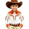 thumbnail image 4 of VOUZZA Boys 3D Western Cowboy Shirt Classic Rodeo Frontier Theme Printed Long Sleeve Button Down Collared Casual Blouse for Kids Ages 4-13, 4 of 4