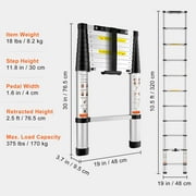 BENTISM 10.5FT Telescoping Ladder 375lbs Load Capacity Aluminum Telescopic Extension Ladder, Multi-purpose Collapsible Ladder for RV，Home or Outdoor Work